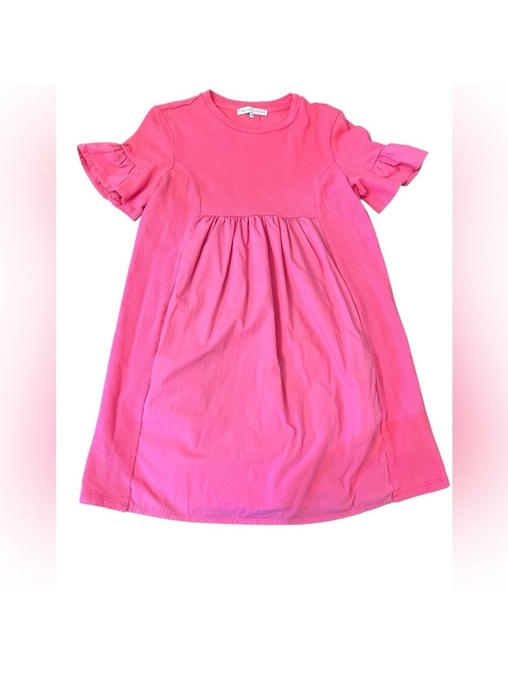 English Factory Pink Shift Dress Bell Ruffle Sleeve Medium Bubblegum - Picture 4 of 11